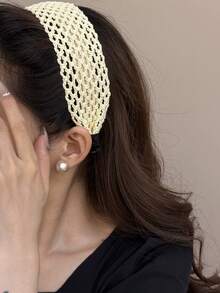 1pc Women's French Style Bohemian Wide Hollow Headband, Suitable For Daily Wear, Home, School, Beach Vacation, Work Commute, Party, Festival, Birthday Gift - Multicolor - View 10