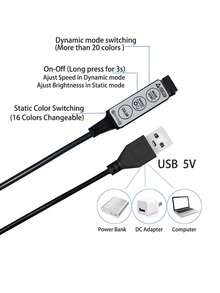 1m/3m/4m/10m USB Powered RGB TV Backlight Strip, Color Changing Ambient Light, Suitable For TV, Computer Monitor, Home Theater Decoration, Room, Living Room And Cabinet Decor Ambient Light Strip - Multicolor - View 8