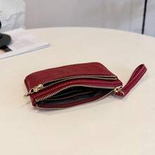 Women's Red Quilted Leather Wristlet Wallet Zip Around Card Holder Clutch Coin Purse With Gold Flower Charm - Red - View 11