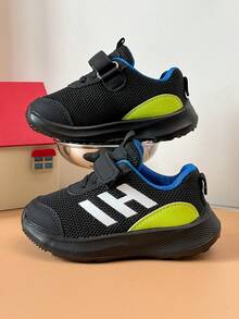 Kids Colorblock Breathable Mesh Shoes Back To School Season Simple Letter Soft Sole Kindergarten Casual Running Shoes - Black - View 5