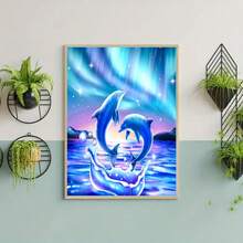 DIY 5D Diamond Painting Kit - Full Drill Round Diamonds, Dolphin Pattern, Home Decor Acrylic Craft Set, Frameless Gift Creative Diamond Painting Set - No Frame - View 5