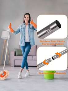 1pc Extendable Sunflower Mop Broom, Flexible Rotating Dry & Wet Dusting Mop, Suitable For Ceiling, Wall, Floor Tile, Glass, Window And Car, Home Cleaning Tool, Perfect For Daily Household Cleaning, Housewarming Gift For Family And Friends - Multicolor - View 6
