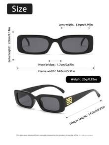 1 Pair Women's Fashion Rectangular Frame Sunglasses, Minimalist Elegant Classic Design, Suitable For Vacation, Party, Daily Life, Travel, Shopping, Fits All Face Shapes. - 1pc Black Frame Gray Film - View 4