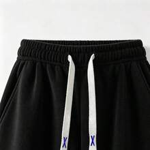 American Street Style Wheat Ear European Cotton Fleece Wide Leg Sweatpants For Men, Winter Drawstring Loose Straight Leg Hiking Snow Casual Long Pants, Great Gift For Friends And Relatives, No Regrets Purchase - Black - View 6