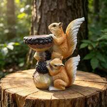 Double Squirrel Resin Bird Feeder Garden Yard Decor Outdoor Bird Feeder Balcony Landscape Decoration Craft - Bird Feeder - View 5
