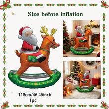 1pc Giant Swinging Reindeer Santa Claus Balloon, Self-Standing Self-Rocking, Easy To Inflate And Reusable, Photo Prop, Centerpiece, Suitable For Christmas, Home Living Room, Holiday Party, Store Window, Christmas Party Decoration - Christmas Rocking Horse - View 9