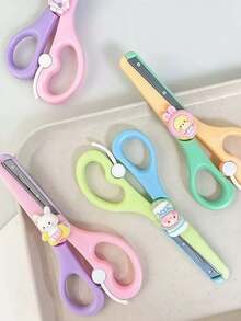 1pc/3pcs Cartoon Resin Plastic Scissors, Random Color And Style, Children's Craft Cutting Tool, DIY Animal Patch Decoration Scissors, Round Head Small Knife, Stainless Steel Small Scissors, Practical Reward Gift Stationery, Office, Home, School Helper, Suitable For Office And School Use, Back To School Essential, Paper Scissors, Office Supplies - Multicolor - View 10