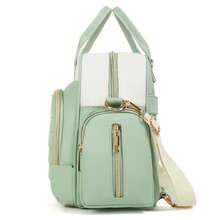 1pc Solid Color Nylon Lightweight Versatile Mommy Bag With Multiple Compartments, Independent Bottle Holder And Side Tissue Pocket - Multicolor - View 7