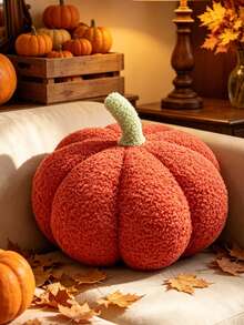 1pc Minimalist Grapefruit Red 3D Pumpkin Decorative Throw Pillow, Soft Skin-Friendly Fabric, Autumn Vibe Decorative Cushion, 2 Size Options - Grapefruit Red - View 5