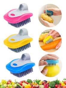 1pc Multifunctional Vegetable Brush, Potato Cleaning Brush, Kitchen Fruit And Vegetable Cleaning Brush, Suitable For Carrots, Tomatoes, Apples And More, Kitchen Sieve Cleaning Brush, Descaling Cleaning Brush, Essential Kitchen Tool - Multicolor - View 5