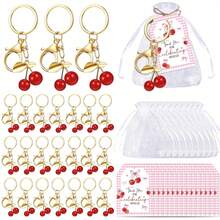 30 pièces (10 sets) / 60 pièces (20 sets) Porte-clés cerise, cadeaux de fête, comprend des porte-clés cerise, des cartes de remerciement et des étiquettes en organza, décoration de fête cerise sur le dessus, porte-clés fruits rouges, cadeaux pour invités d'anniversaire, baptême et mariage - Multicolore - Voir 1