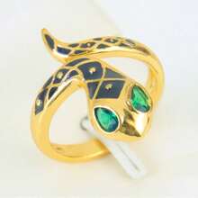 Enamel Zirconia Gold Color Serpent Rings 24k Gold Plated Fashion Irregular Adjustable Snake Ring Europe America Personality Jewelry - Snake Rings - View 29