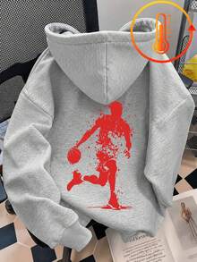 Tween Boy Fun Graphic Print Pullover Sweatshirt, Warm & Comfortable Thermal Lined Pullover Sweatshirt For Autumn/Winter - Grey - View 3