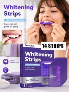 1 Box Of 14 Purple Teeth Whitening Strips, Convenient For Daily Home Use, Easy To Apply, Simple To Use, Gentle And Non-Irritating - Purple Shine Teeth Whitening Strips - View 1