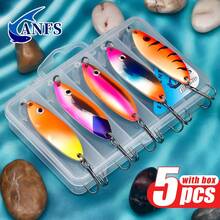 ANFS 5pcs Fishing Lure With Lure Box, Iron Trout Fishing Spoon For Freshwater Saltwater Fishing - Multicolor - View 3