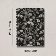 Gothic Skull Floral Vine Spiral Notebook - Black & White Line Drawing Skull Floral Print Coil Bound Journal, A5 Dark Witchcraft Aesthetic Notepad, Suitable For Halloween Stationery Gift - Lined Notebook - View 6