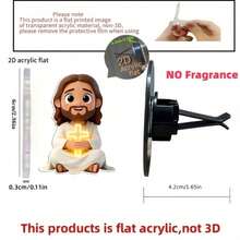 2D Flat Jesus Holding Cross Car Air Vent Clip - Random Scent Diffuser, Cute Angel Decoration, Perfect Gift For Mom/Girlfriend/Friend, Suitable For Any Occasion - A - View 7