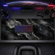 Graphite Marble Large Mouse Pad, Modern Desk Mat With Dark Swirl Artwork, Non-Slip Gaming Mouse Pad Style For Office Computer Setup - View 2