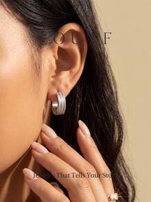 Newsoul 1 Pair Modern Matte Round Hoop Earrings, Women's Daily Wear, Wedding Party Birthday Anniversary Jewelry Gift - Style 9 - View 6