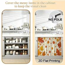 1PC White Autumn Maple Leaf Printed Kitchen Cabinet Curtain, Featuring Scattered Maple Leaf Patterns, 2D Flat Printing, Perfect For Autumn Thanksgiving Decorations, And Suitable For Kitchen Shelves And Cabinet Covers - Multicolor - View 11