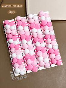 30pcs Colorful Pom Pom Hair Ties, Sweet Style Cute Hair Scrunchies Suitable For Daily Wear Hair Accessories - Multicolor - View 8