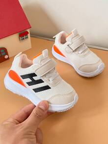Children's Colorblock Breathable Mesh Shoes, Back To School Season, Simple Letter Soft Sole Kindergarten Casual Running Shoes - White - View 4