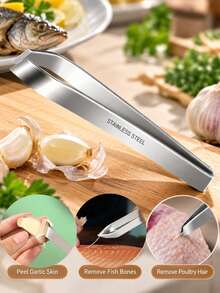 3/2/1pc Stainless Steel Fish Bone Tweezers, Slanted Tip Kitchen Food Tweezers For Removing Fish Bones, Poultry Feathers And Garlic Skin, Home Kitchen Seafood Processing Tool - Multicolor - View 8
