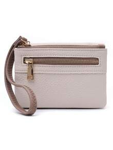 Best-Selling Women's Short High-Quality PU Lychee Texture Wallet, Multi-Function Handheld Student Double Zipper Coin Purse, Simple Fashion Versatile Party Travel Car Daily ID Card Bank Card Storage Bag, Christmas New Year Birthday Gift Wallet Small Square Bag - Multicolor - View 12