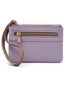 Best-Selling Women's Short High-Quality PU Lychee Texture Wallet, Multi-Function Handheld Student Double Zipper Coin Purse, Simple Fashion Versatile Party Travel Car Daily ID Card Bank Card Storage Bag, Christmas New Year Birthday Gift Wallet Small Square Bag - Multicolor - View 16
