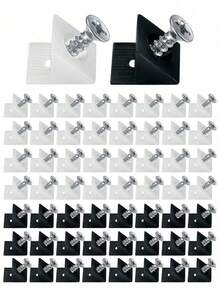 10/20/30Pcs Drawer Wedges With Screws, Drawer Bottom Support Brackets, Fixing Mending Wedges, Plastic Angle Code Bracket Fasteners, Drawer Reinforcement Repair Kit For Furniture Sagging Drawer - Backplate - View 1