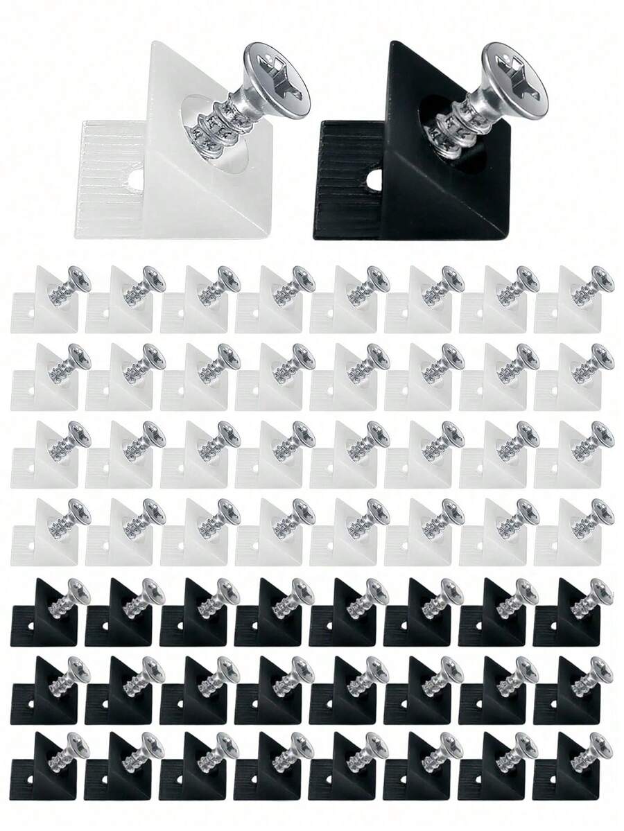 10/20/30Pcs Drawer Wedges With Screws, Drawer Bottom Support Brackets, Fixing Mending Wedges, Plastic Angle Code Bracket Fasteners, Drawer Reinforcement Repair Kit For Furniture Sagging Drawer - Backplate - View 1