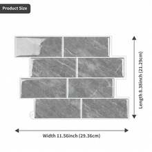 3D Realistic Tile Kitchen Stickers - Light Gray - View 3