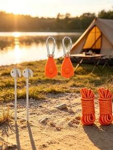 3PCS.6PCS. Outdoor Camping Tent Accessories Kit Adjustable Guy Rope + Ground Stakes + Hooks + Pulley Tensioner - Multicolor - View 1