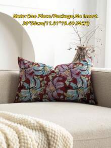 1 pièce Taie d'oreiller rouge foncé (sans rembourrage) à motif de lys pastoral, tissu jacquard vintage à la mode et confortable + taie d'oreiller à effet de broderie factice, convient pour la décoration intérieure quotidienne, le canapé, le lit, la chambre, les cadeaux, la décoration de fête, toutes saisons - Convolvolus rouge - Voir 11