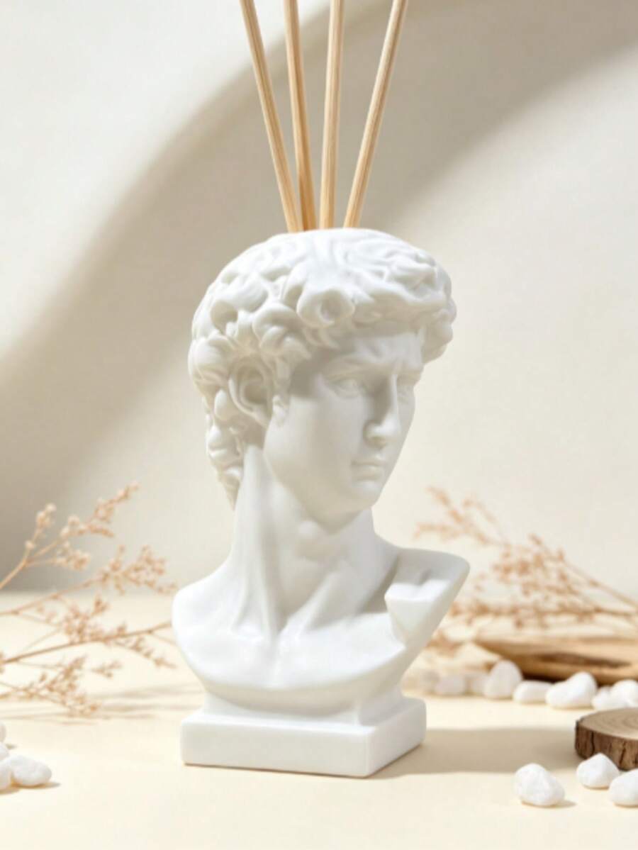 1pc David Bust Reed Diffuser Vase, White Greek Statue Aromatherapy Container, Classical Sculpture Decorative Vase, Suitable For Desk, Vanity, Shelf, Minimalist Home Decor Gift - Multicolor - View 1