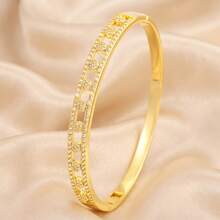 5/1pcsLuxury Gold‑Tone Stainless Steel Stackable Bangle Set, Bring You Multiple Styling Options - Gold - View 19