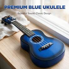 Crystals 23 Inch Concert Ukulele For Beginners With Felt Pick & Spare Strings – Blue - Blue - View 6