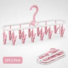 12-Clip Foldable Drying Rack, Suitable For Drying Baby Socks And Towels, Applicable For Nursery, Can Be Used For Storing Baby Supplies - Multicolor - View 11