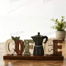 1pc Coffee Bar Decor Sign, Coffee Bar Accessories, Rustic Style Coffee Table Centerpiece Decor, Wooden Multi-Layer Coffee Tray Decor, Coffee Station, Home Kitchen Decor, Home Decor, Room Decor, Coffee Bar Station - C - View 1