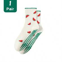 1/3/4/5/6 pares de calcetines de pilates con agarre de toalla para mujer, calcetines deportivos de yoga de media pantorrilla gruesos, cálidos, suaves y cómodos, calcetines de baile de piso antideslizantes con patrón de moda lindo, adecuados para gimnasio, estudio & ballet, regalo ideal de Navidad - Multicolor - Ver 17
