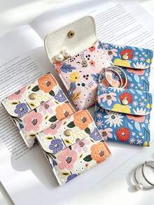 10/5/1pc New Printed Faux Leather Jewelry Bag With Snap Button - Luxury Gift Bag For Earrings, Necklaces, Bracelets And Rings Storage - Multicolor - View 4