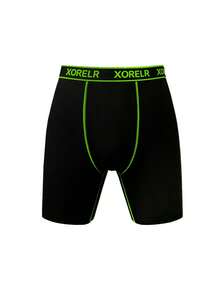 5PCS XORELR Letter Waistband Fly‑Opening Long Leg Men Athletic Boxer Briefs Multipack - Multicolor - View 2