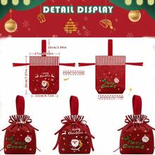 1pc Christmas Themed Velvet Drawstring Gift Bag, Suitable For Reusable Candy Storage, Holiday Season Gift Packaging, Also Can Be Used As Party Favor, Jewelry Storage Bag Or Wedding Gift, Suitable For New Year Party - Multicolor - View 2