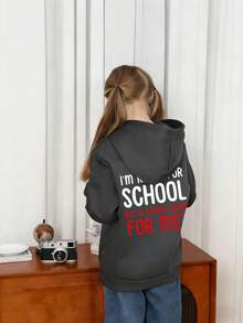 Tween Girl Fun Graphic Print Pullover Sweatshirt, Warm And Comfortable Thermal-Lined Pullover Sweatshirt For Autumn/Winter - Dark Grey - View 5