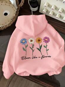 Tween Girl Fun Print Sweatshirt, Warm And Comfortable Fleece-Lined Pullover Sweatshirt For Autumn/Winter - Pink - View 2
