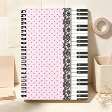1pc A5 Spiral Bound Notebook, Cute Pink Polka Dot And Piano Keyboard Cover, High-Quality Paper, Smooth Writing, Durable Cover, Suitable For Work And Office, Back To School Essential. School Notebook - Lined Book - View 6