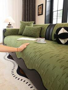 1PC New Green French-Style Irregular Edge Chenille Sofa Cushion – Four-Season Non-Slip Sofa Protector Cover, Room Decorative Seat Pad, Pet-Friendly & Stain-Resistant, Machine Washable - Green - View 5