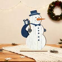 Christmas Decoration Wooden Slice With Stand, Christmas Tree & Star Shaped Craft, Used For Christmas Decorations Gifts, Party Table Centerpiece Decor - 1PC - View 2