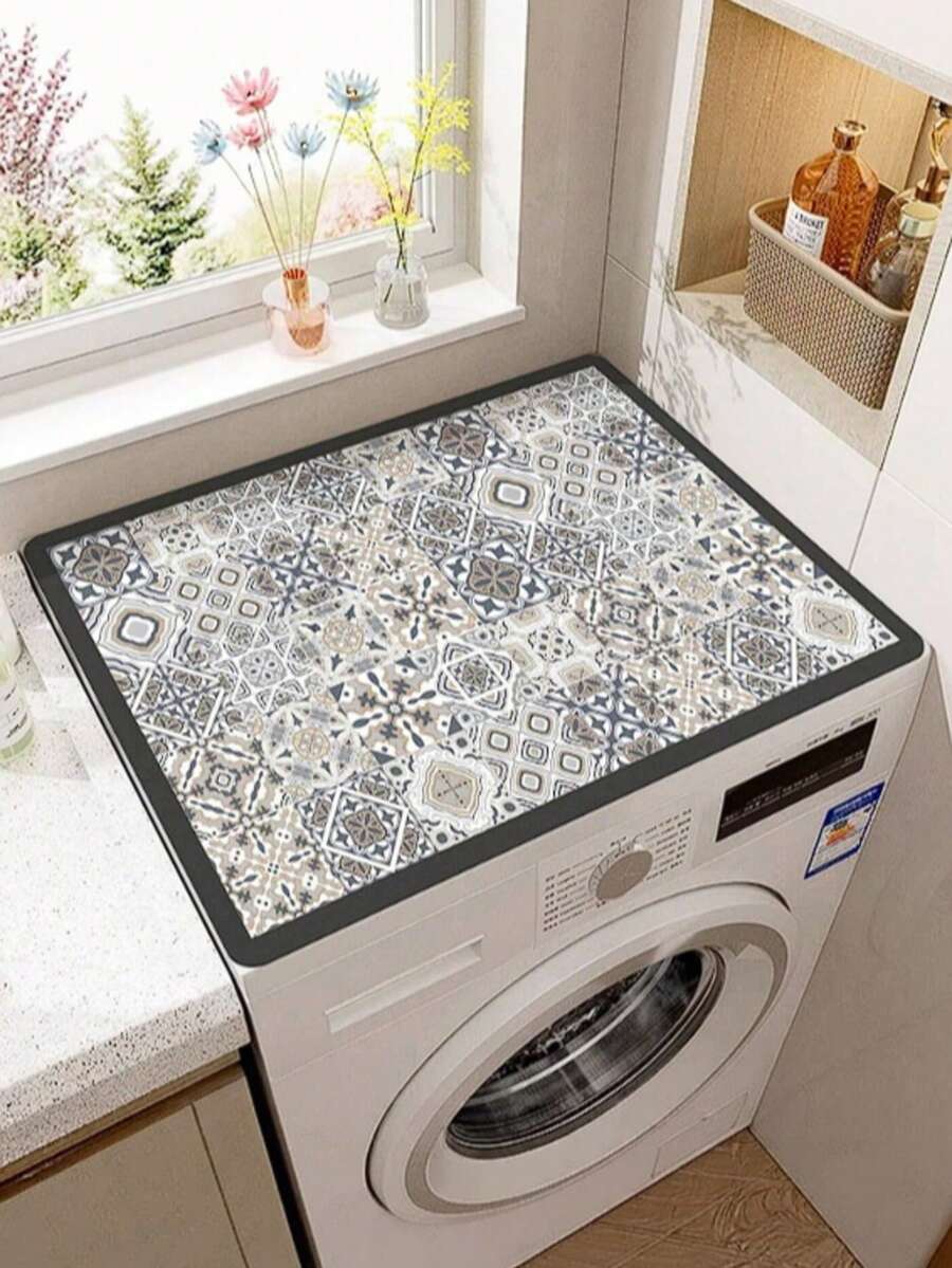 1 pc Alas Debu Mesin Cuci Motif Bohemian, Alas Meja Countertop Penyerap Air, Alas Kulkas Cepat Kering, Penutup Debu Microwave, Alas Drainase Tanah Diatom Lembut, Anti Selip dan Super Menyerap - MultiWarna - View 1