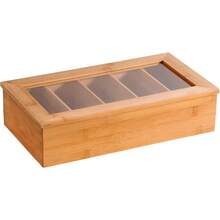 Brown Tea Storage Box, Dimensions 36 X 20 X 9 Cm, Structured Storage Case, Practical Kitchen Fitting For Sorting And Storing Tea‑Related Supplies. - Brown - View 7